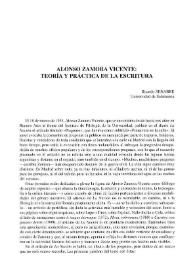 Portada:Alonso Zamora Vicente: teoría y práctica de la escritura / Ricardo Senabre