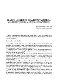 Portada:El atlas lingüístico de la Península Ibérica y el dialectólogo Alonso Zamora Vicente / Antonio Viudas Camarasa