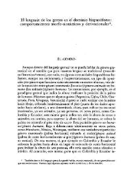 Portada:El lenguaje de los gestos en el dominio hispanófono: comportamientos morfo-sintácticos y derivacionales / Giovanni Meo Zilio