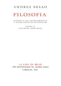 Portada:Filosofía : filosofía del entendimiento y otros escritos filosóficos / Andrés Bello; prólogo de Juan David García Bacca