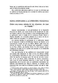 Portada:Nueva aportación a la literatura folklórica. (Sobre una nueva edición de los \"Cuentos\" de Juan de Arguijo) / Antonio Castro Díaz