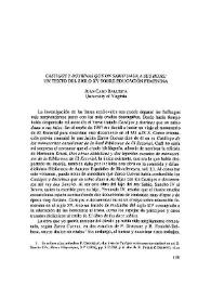 Portada:\"Castigos y dotrinas que un sabio daua a sus hijas\": un texto del siglo XV sobre educación femenina / Juan Cano Ballesta