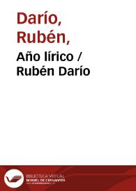 Portada:Año lírico / Rubén Darío