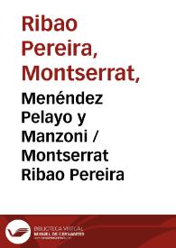 Portada:Menéndez Pelayo y Manzoni / Montserrat Ribao Pereira