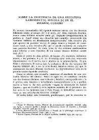 Portada: Sobre la existencia de una fricativa labiodental sonora [v] en el español cubano  / Cristina Isbasescu