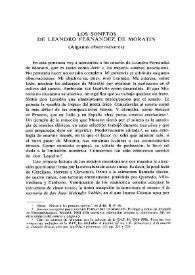 Portada:Los sonetos de Leandro Fernández de Moratín: (Algunas observaciones) / Pablo Cabañas