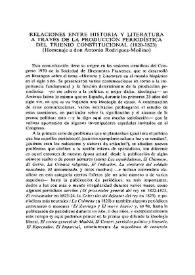 Portada:Relaciones entre historia y literatura a través de la producción periodística del trienio constitucional (1820-1823). (Homenaje a don Antonio Rodríguez-Moñino)  / Albert Dérozier