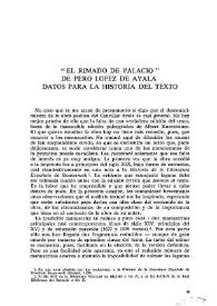 Portada:"El Rimado de Palacio" de Pero López de Ayala. Datos para la historia del texto  / Michel García