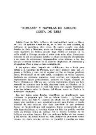 Portada:"Romans" y novelas de Adolfo Costa du Rels / Peter J. Gold