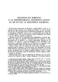 Portada:Sebastián de Horozco y la historiografía antisemita según el ms. 9115 de la Biblioteca Nacional  / Jack Weiner