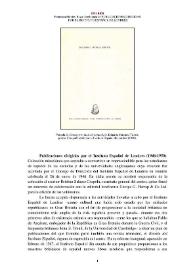 Portada:Publicaciones dirigidas por el Instituto Español de Londres (1946-1950) [Semblanza] / Francisca Montiel Rayo
