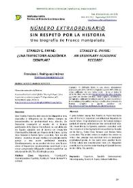 Portada:Stanley G. Payne: ¿Una trayectoria académica ejemplar? / Francisco Javier Rodríguez Jiménez
