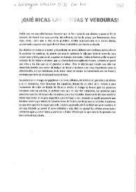 Portada:¡Qué ricas las frutas y verduras! / Andrea Cartagena Castillo