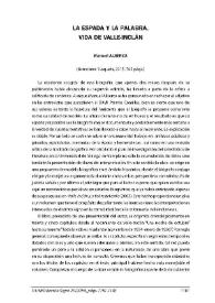 Portada:Manuel Alberca: "La espada y la palabra. Vida de Valle-Inclán". Barcelona: Tusquets, 2015, 765 págs.  
 [Reseña] / Íñigo Amo