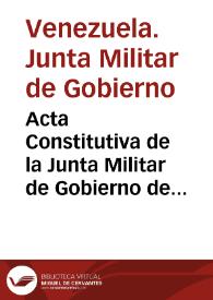 Acta Constitutiva de la Junta Militar de Gobierno de la República de Venezuela de 1958