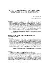 Portada:Acerca de la fuerza de los enunciados probatorios: El salto constitutivo / Diego Dei Vecchi