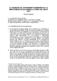 Portada:La difusión del pensamiento moderno en la Universidad de Salamanca a fines del siglo XVIII / Ricardo Robledo