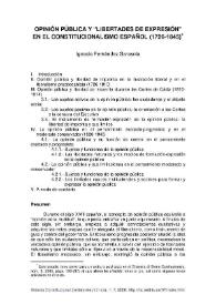 Portada:Opinión pública y \"libertades de expresión\" en el constitucionalismo español (1726-1845) / Ignacio Fernández Sarasola