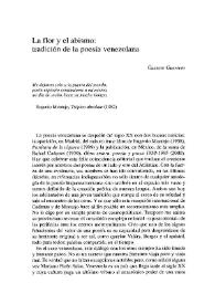 Portada:La flor y el abismo: tradición de la poesía venezolana / Gustavo Guerrero