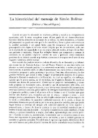 Portada:La historicidad del mensaje de Simón Bolívar (Bolívar y Manuel Ugarte) / Rodolfo Mario Agoglia