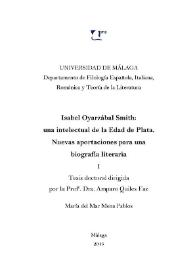 Portada:Isabel Oyarzábal Smith: una intelectual de la Edad de Plata. Nuevas aportaciones para una biografía literaria / María del Mar Mena Pablos