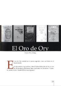 Portada:El oro de Ory / Ernesto Pérez Zúñiga
