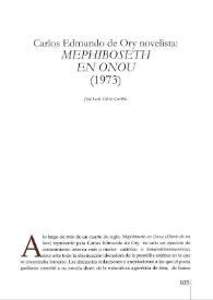 Portada:Carlos Edmundo de Ory novelista: "Mephiboseth en Onou" (1973) / José Luis Carilla