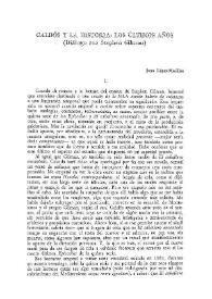 Portada:Galdós y la historia: los últimos años (Diálogo con Stephen Gilman) / Juan López-Morillas