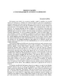 Portada:Presentación: Cuestionando el canon galdosiano / Germán Gullón