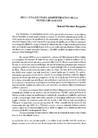 Portada:"Miau": "una lectura administrativa" de la novela de Galdós / Manuel Martínez Bargueño