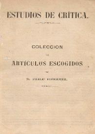 Portada:Colección de artículos escogidos de D. Pablo Piferrer