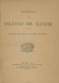 Portada:Poesías de Baltasar del Alcázar / edición de la Real Academia Española