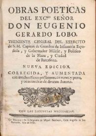Portada:Obras poéticas del Excmo. Señor Don Eugenio Gerardo Lobo ...