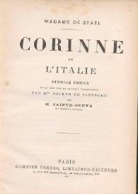Portada:Corinne ou L'Italie / Madame de Staël