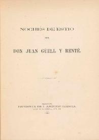 Portada:Noches de estio / por Juan Güell y Renté