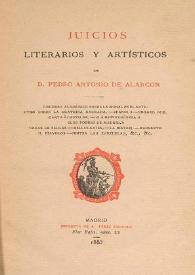 Portada:Juicios literarios y artísticos / de Pedro Antonio de Alarcón