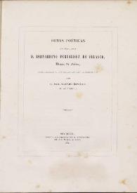 Portada:Obras poéticas  / del Excmo. señor D. Bernardino Fernández de Velasco, Duque de Frías 