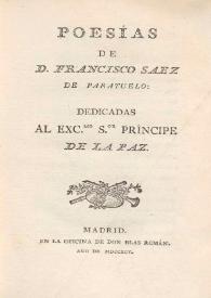 Portada:Poesías de Francisco Saez de Paratuelo