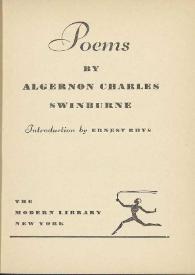 Portada:Poems / by Algernon Charles Swinburne