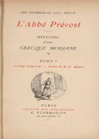 Portada:Histoire d'une grecque moderne. Tome I / L'Abbé Prévost ; ouvrage illustré de 11 dessins de E. P. Milio