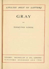 Portada:Gray / by Edmund Gosse