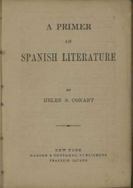 Portada:A primer of  Spanish literature / by Helen Conant