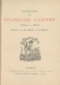 Portada:Poésies de François Coppée 1874-1878