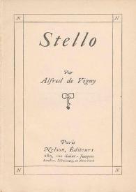 Portada:Stello / par Alfred de Vigny