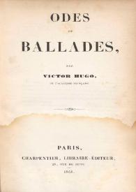 Portada:Odes et ballades / par Victor Hugo