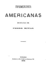 Portada:Efemérides americanas / recopiladas por Pedro Rivas