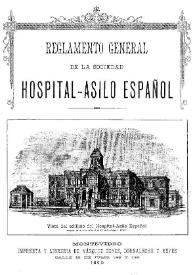 Portada:Reglamento general de la Sociedad Hospital-Asilo Español