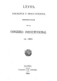Portada:Leyes, Decretos y resoluciones expedidos por el Congreso Constitucional de 1888