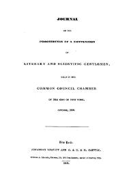 Portada:Journal of the Proceedings of a Convention of Literary and Scientific Gentlemen, held in the Common Council Chamber of the City of New York, october 1830