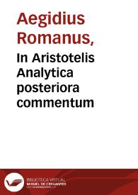 Portada:In Aristotelis Analytica posteriora commentum